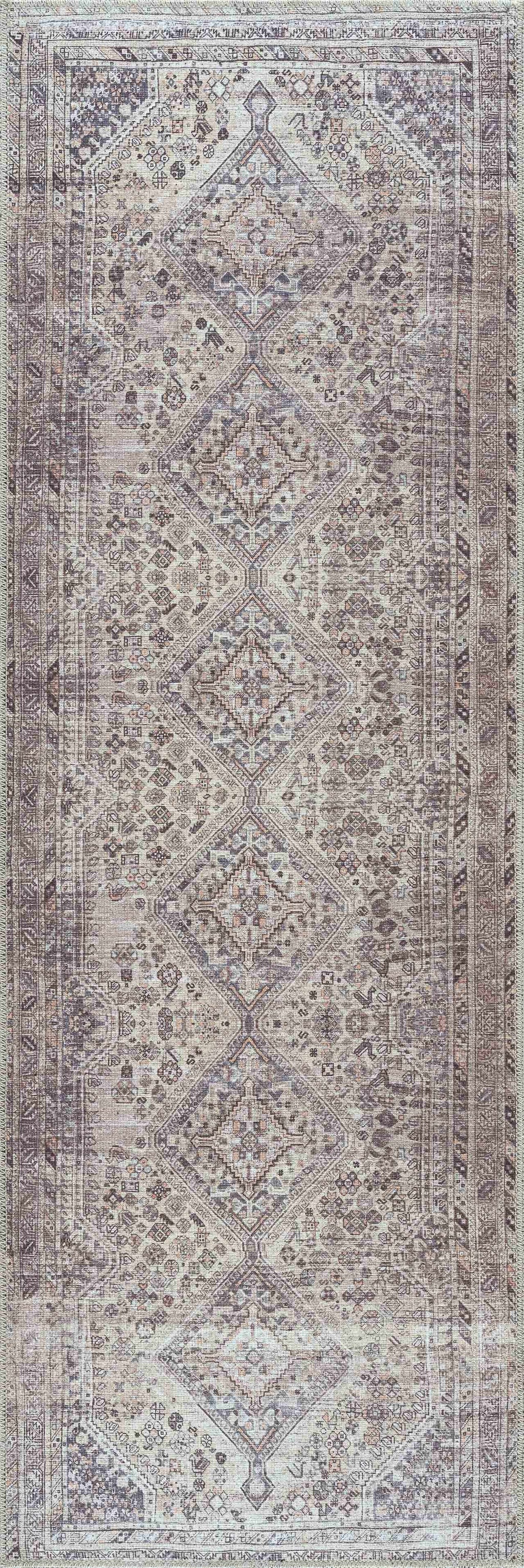 Barny Tan Flat Pile Washable Area Rug