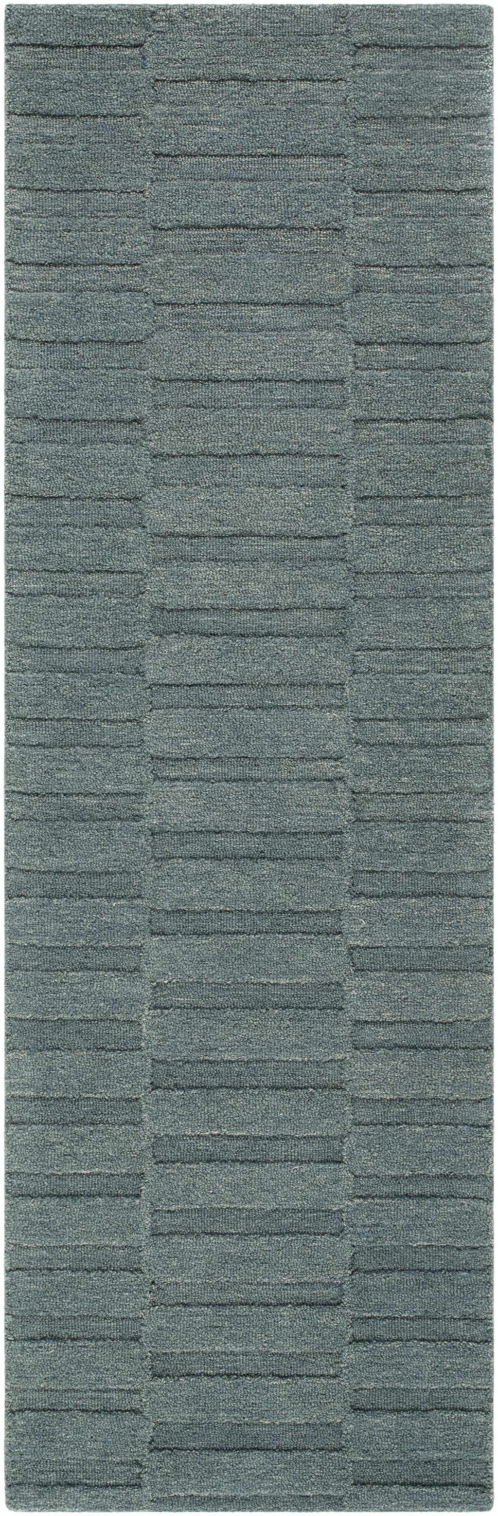 Idaho Broken-Stiped Petrol Blue Wool Rug | Our PNW Home X Livabliss