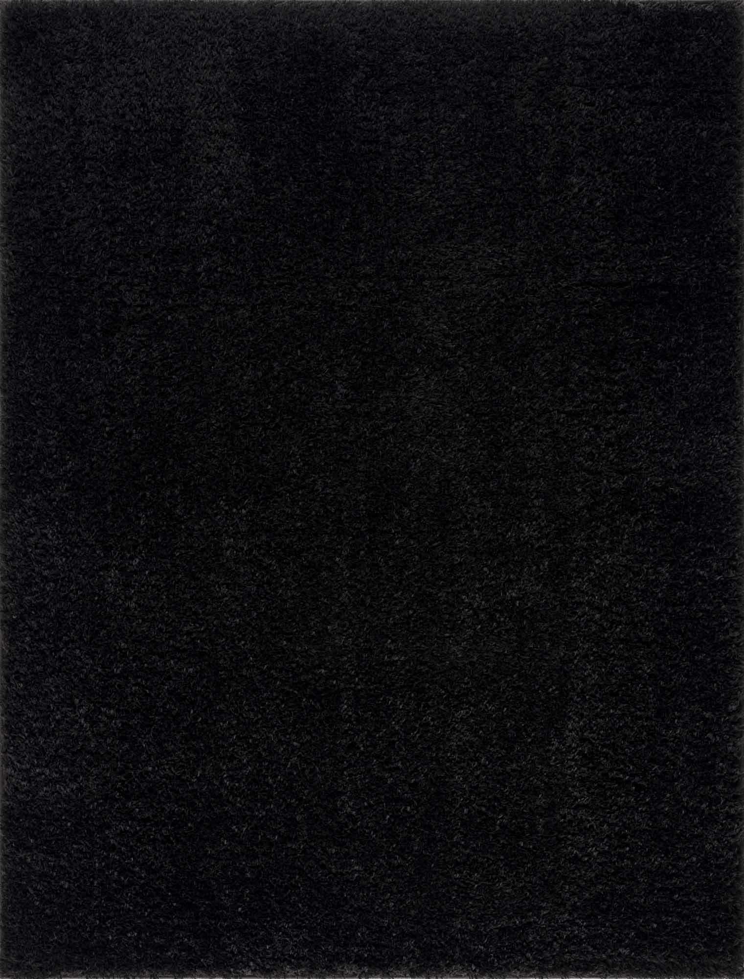 Faina Solid Black Shag Rug Washable