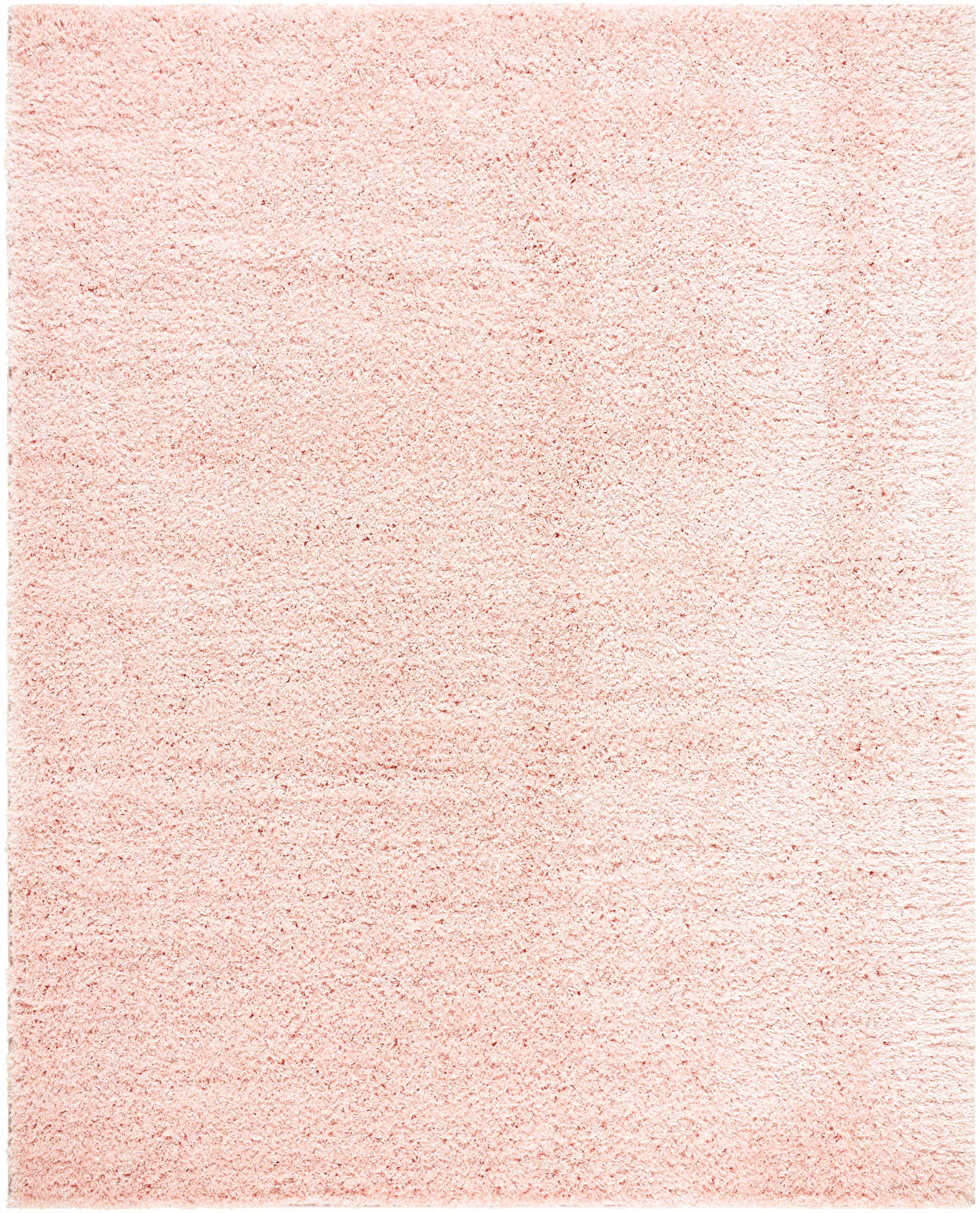 Faina Solid Pink Shag Rug Washable