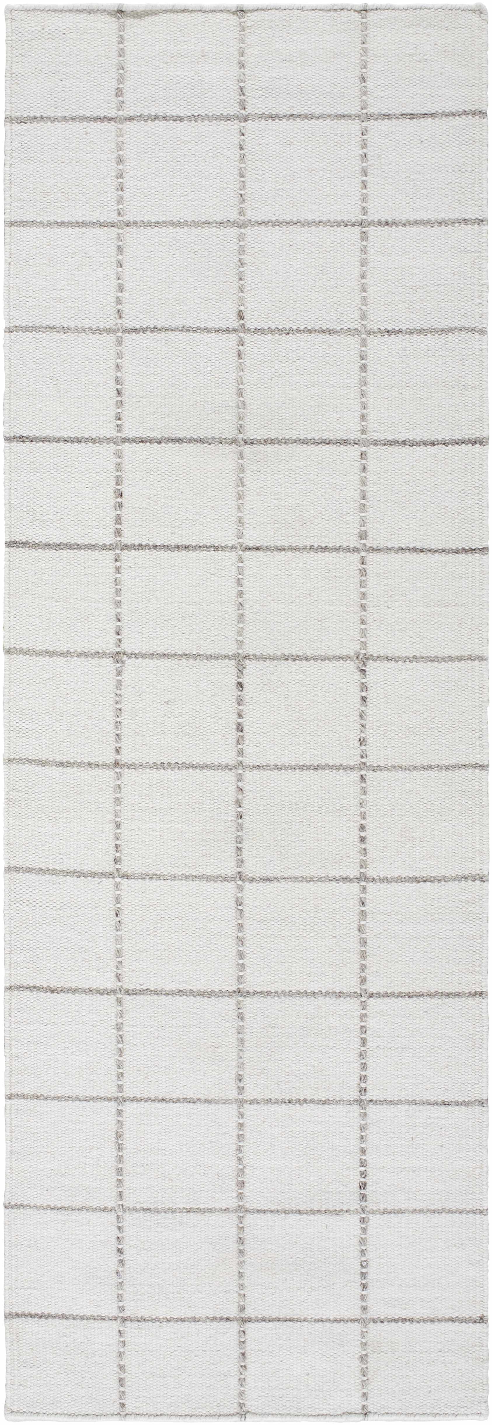 Nissa White Gray Checkered Wool Rug