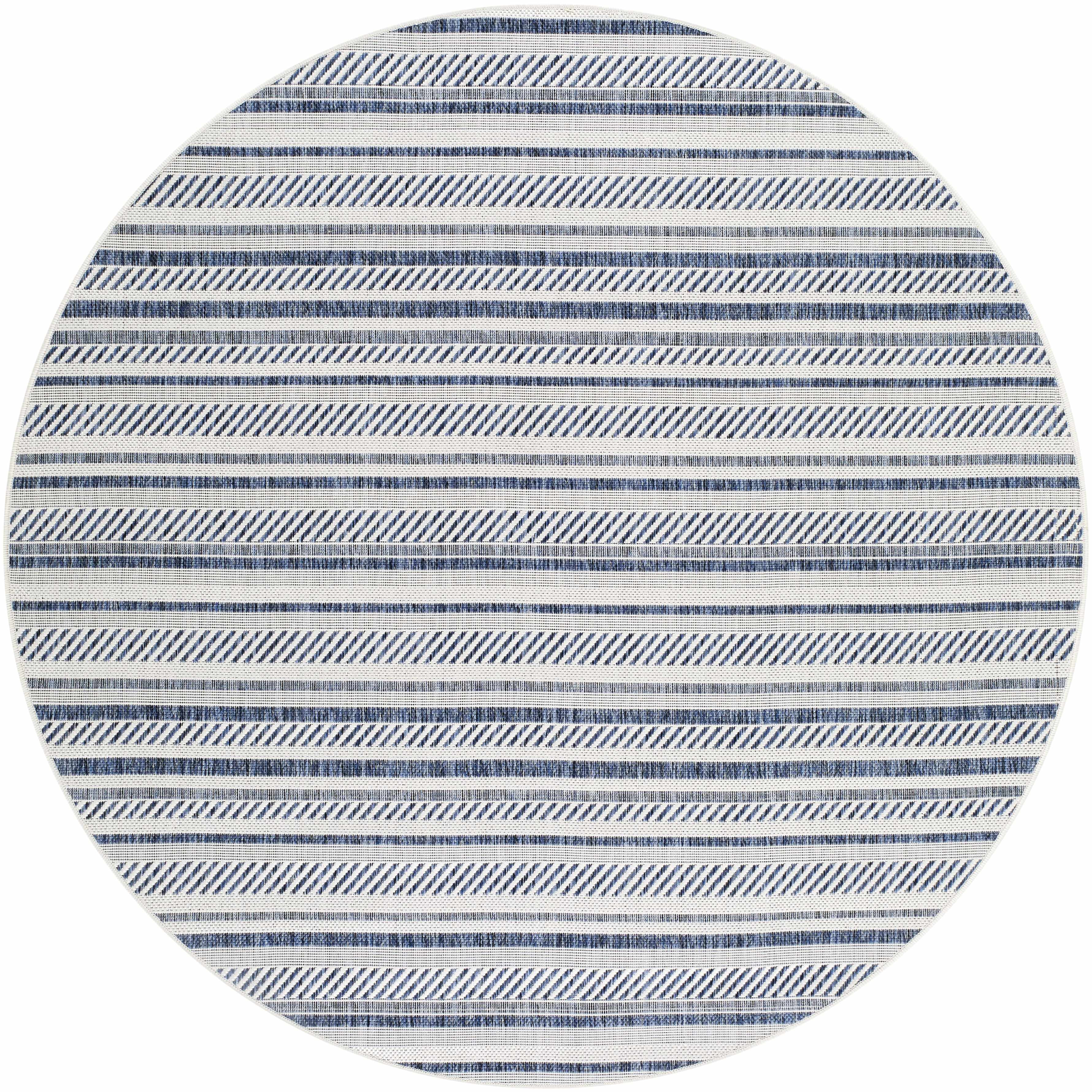 Olin White&Blue Striped Nordic Rug