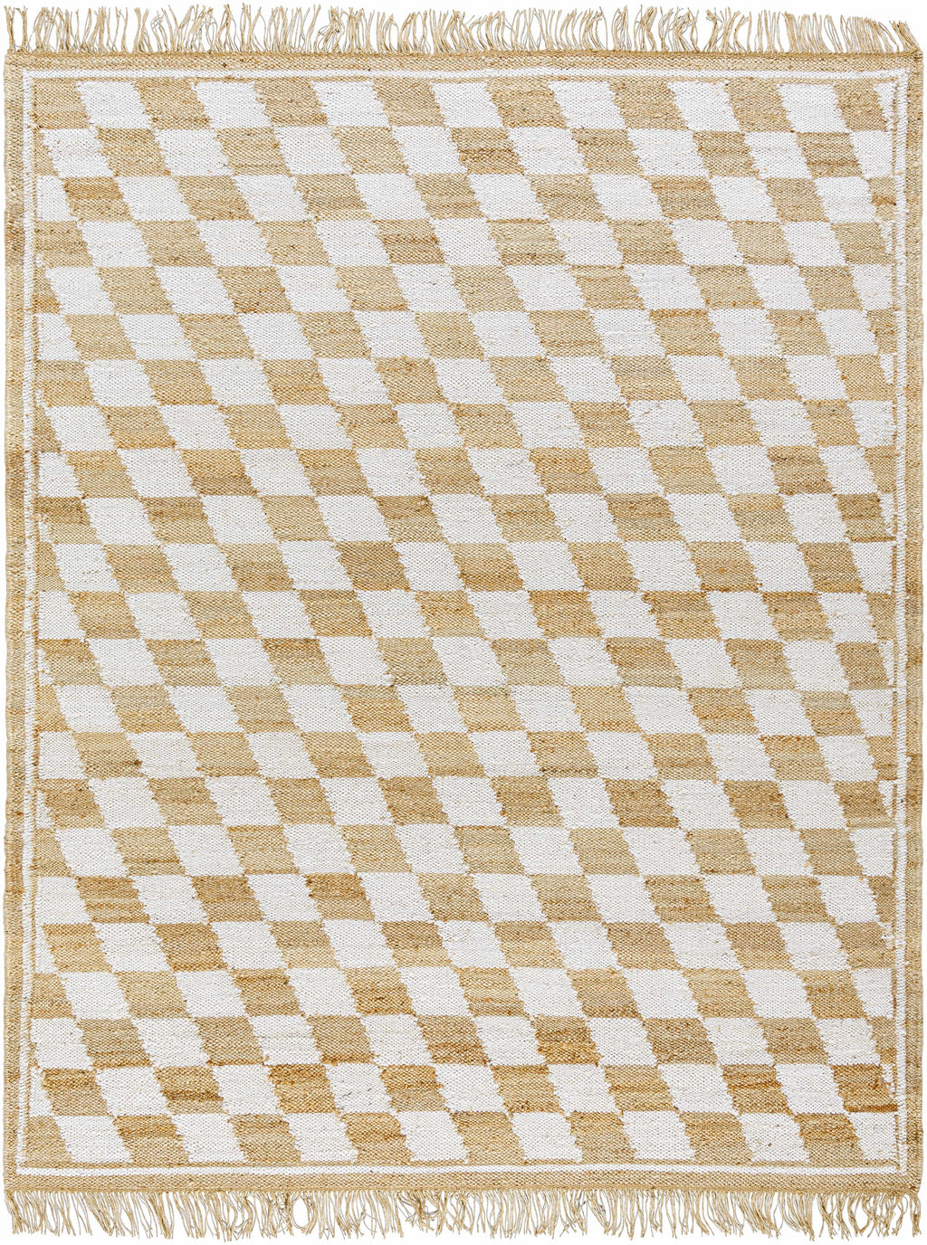 Tiria Diamond Checkered Jute Tasseled Rug
