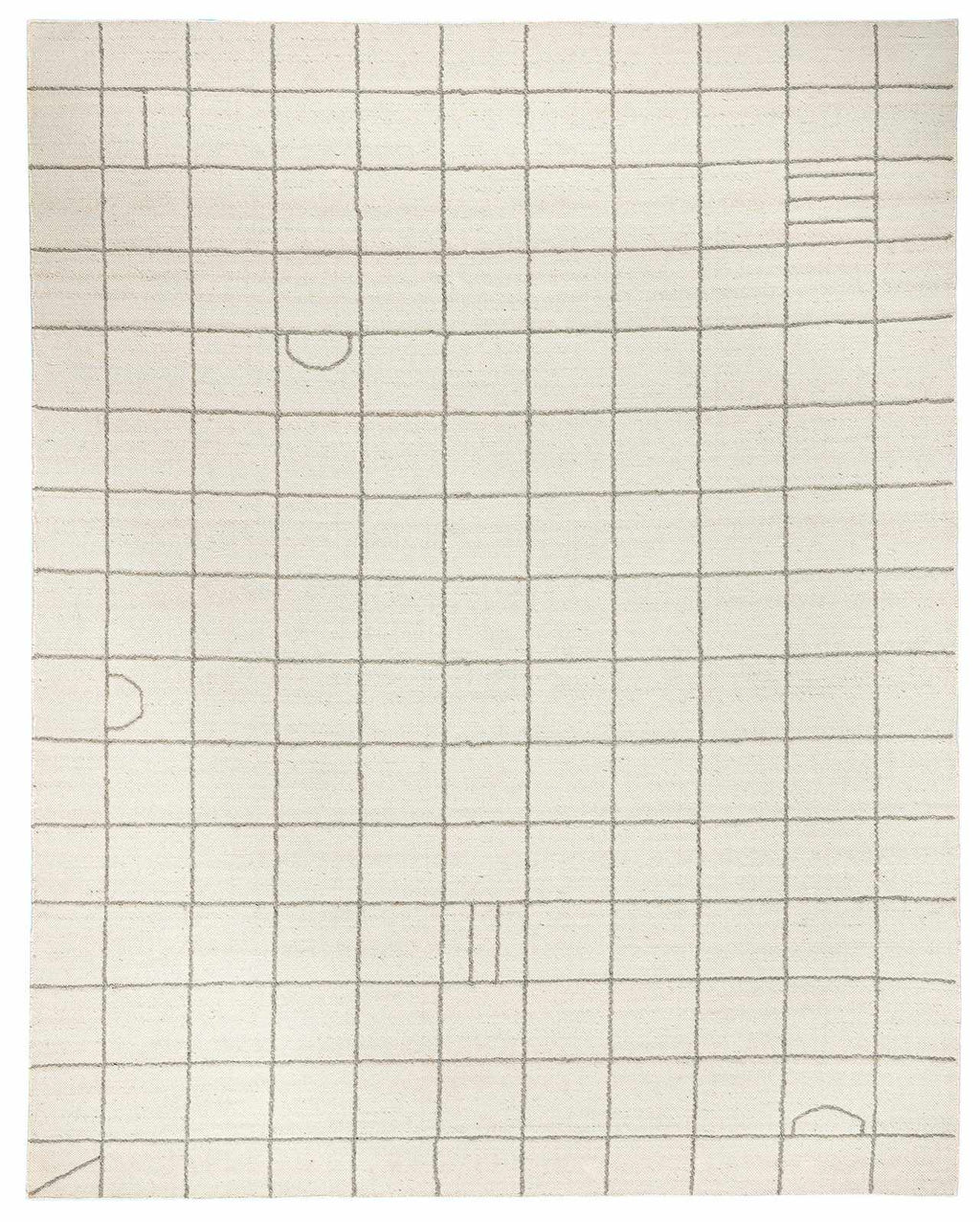Tieve Black & White Grid Wool Rug