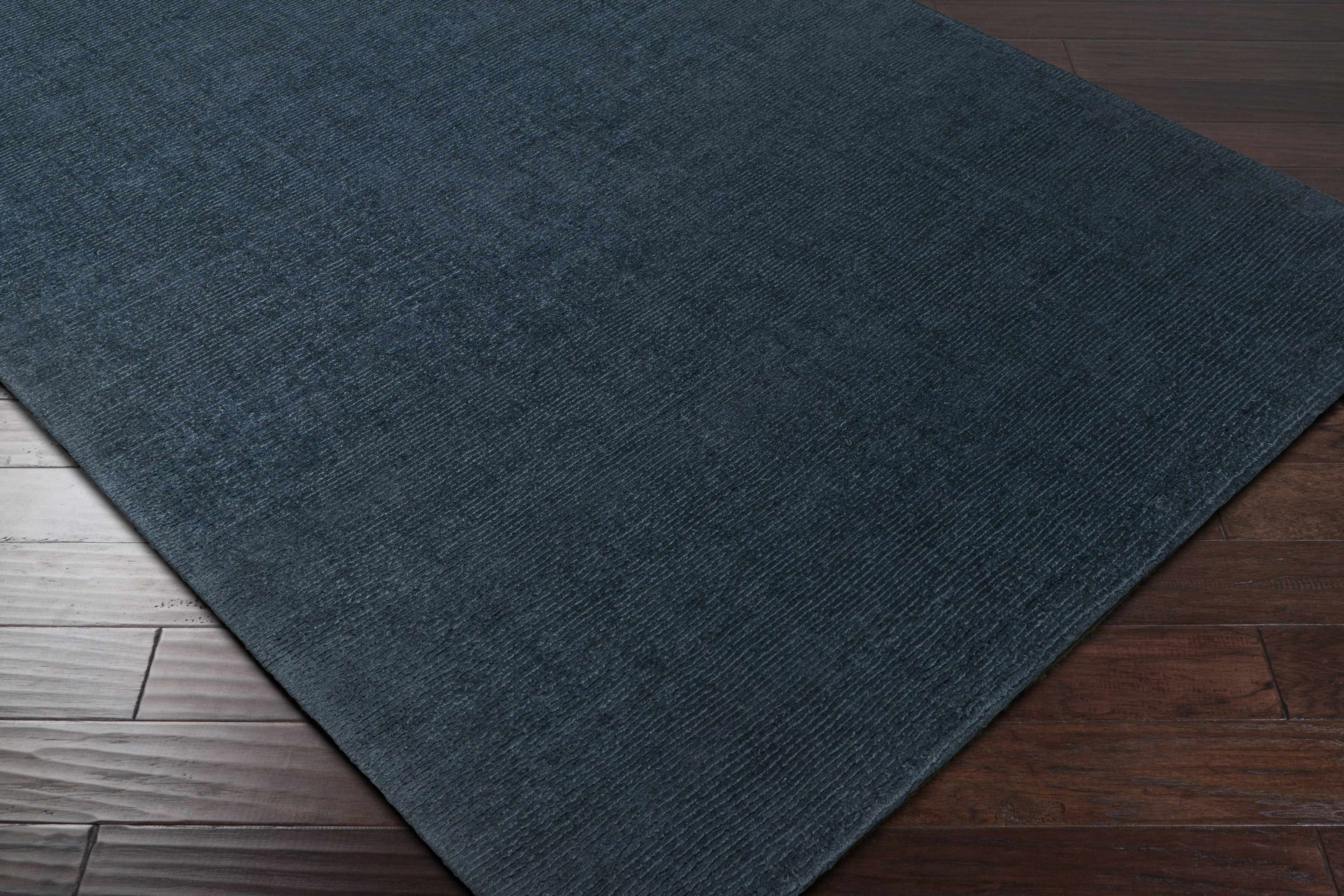 Brockton Solid Dark Blue Wool Rug