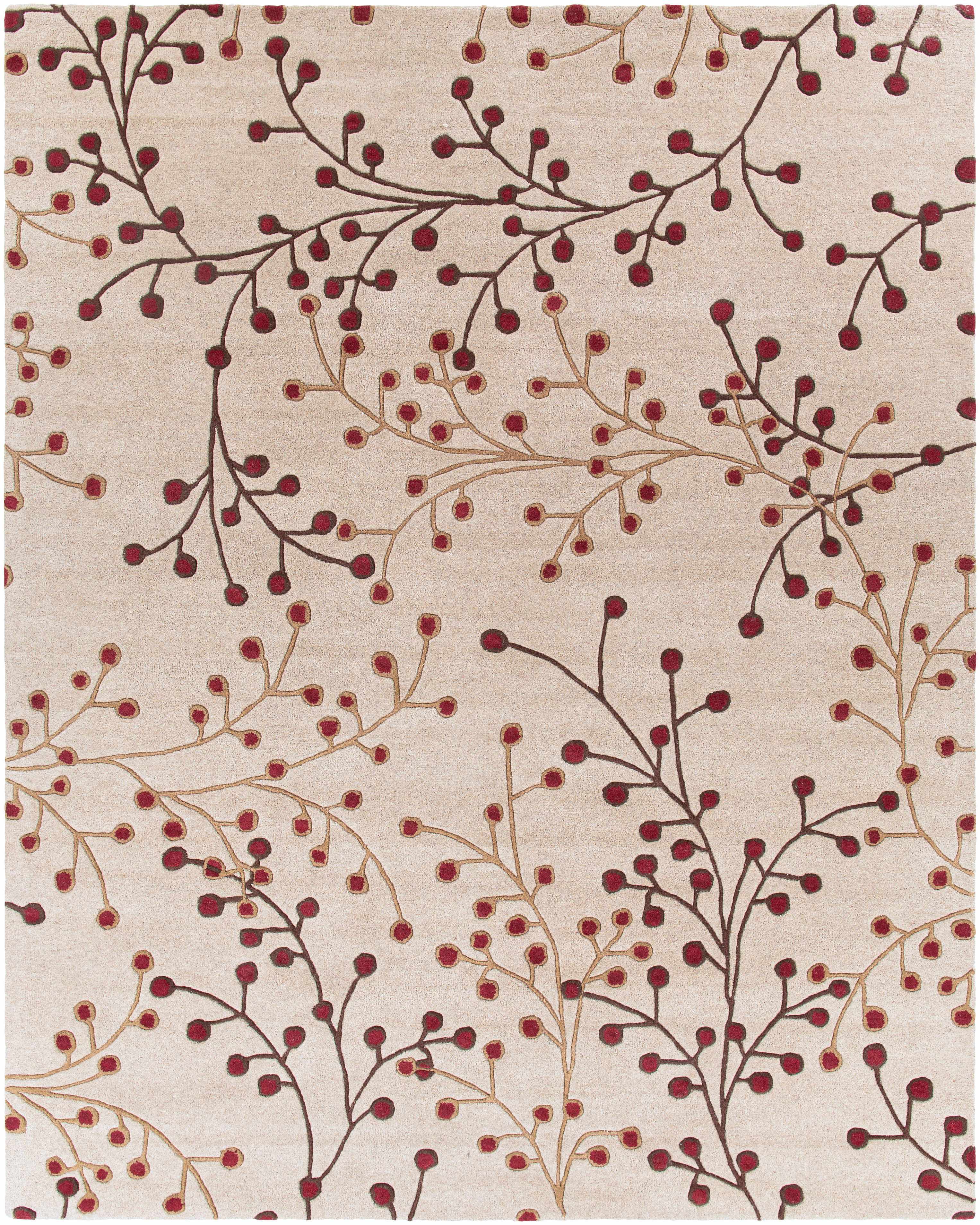 Elsu Beige&Burgandy Wool Rug