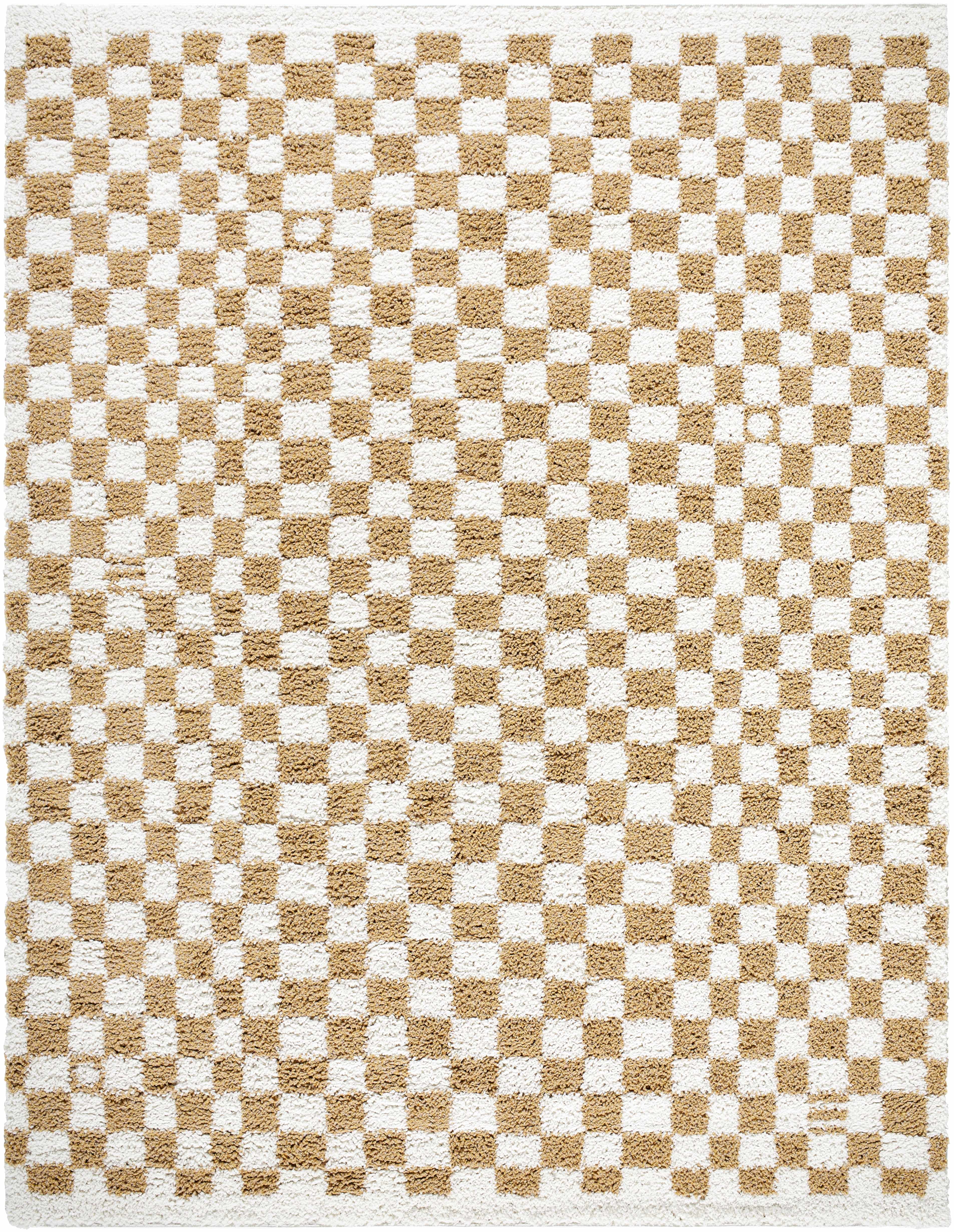 Kieu Mustard & Ivory Checkered Area Rug