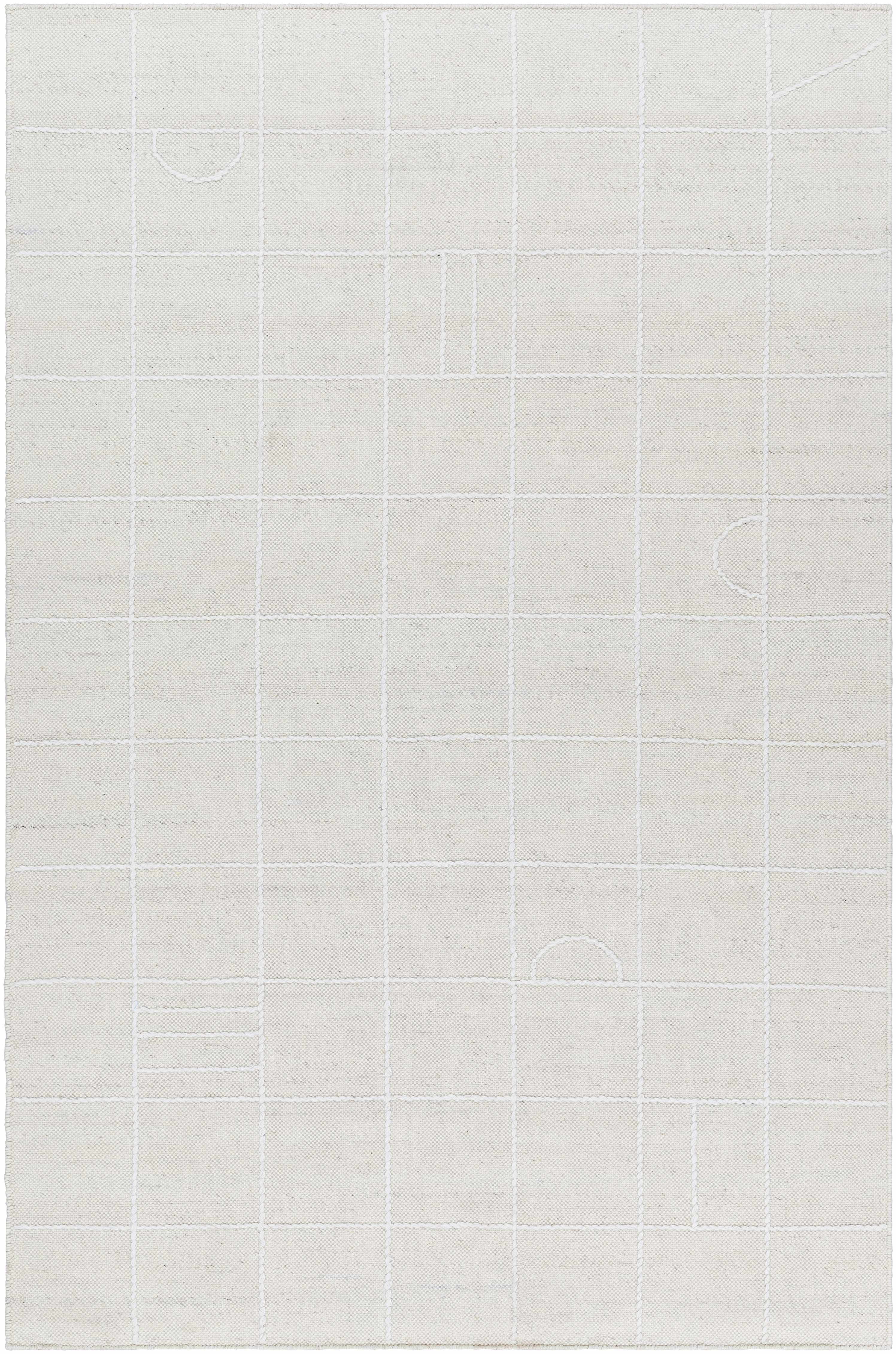 Tieve Off White Checkered Area Rug